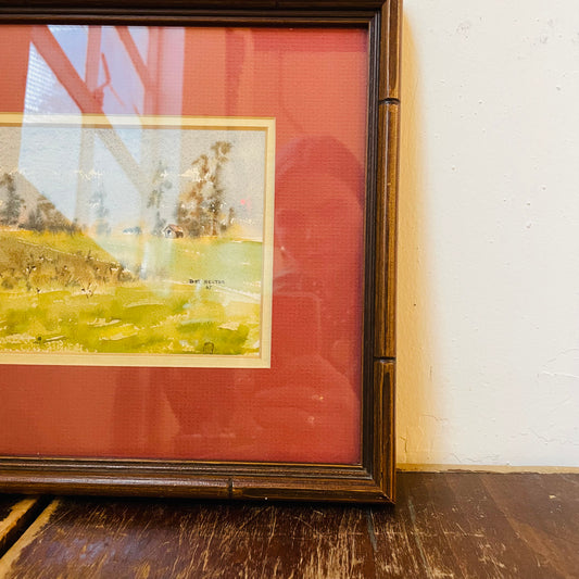 Dot Hector Framed Watercolor-Vintage