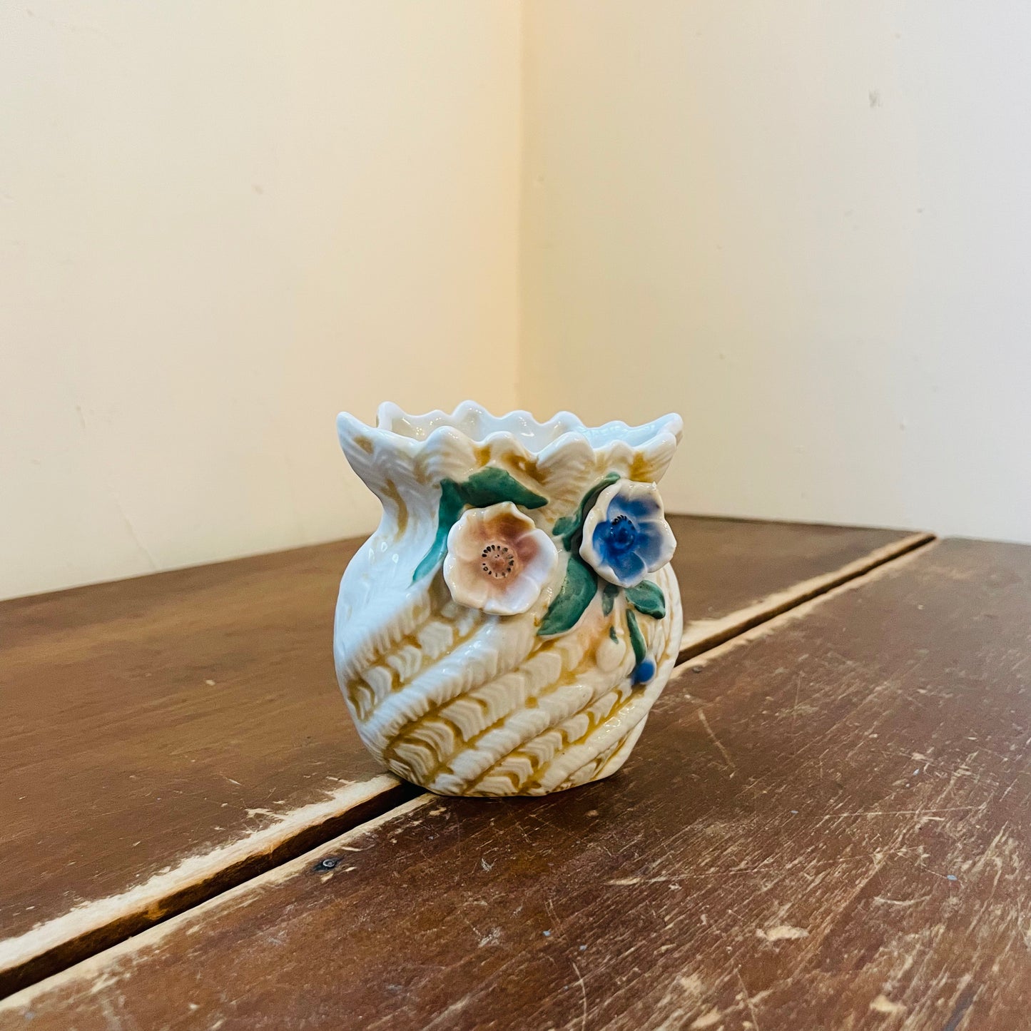 Bud Vase with Pink and Blue Flowers, made in Japan-Vintage