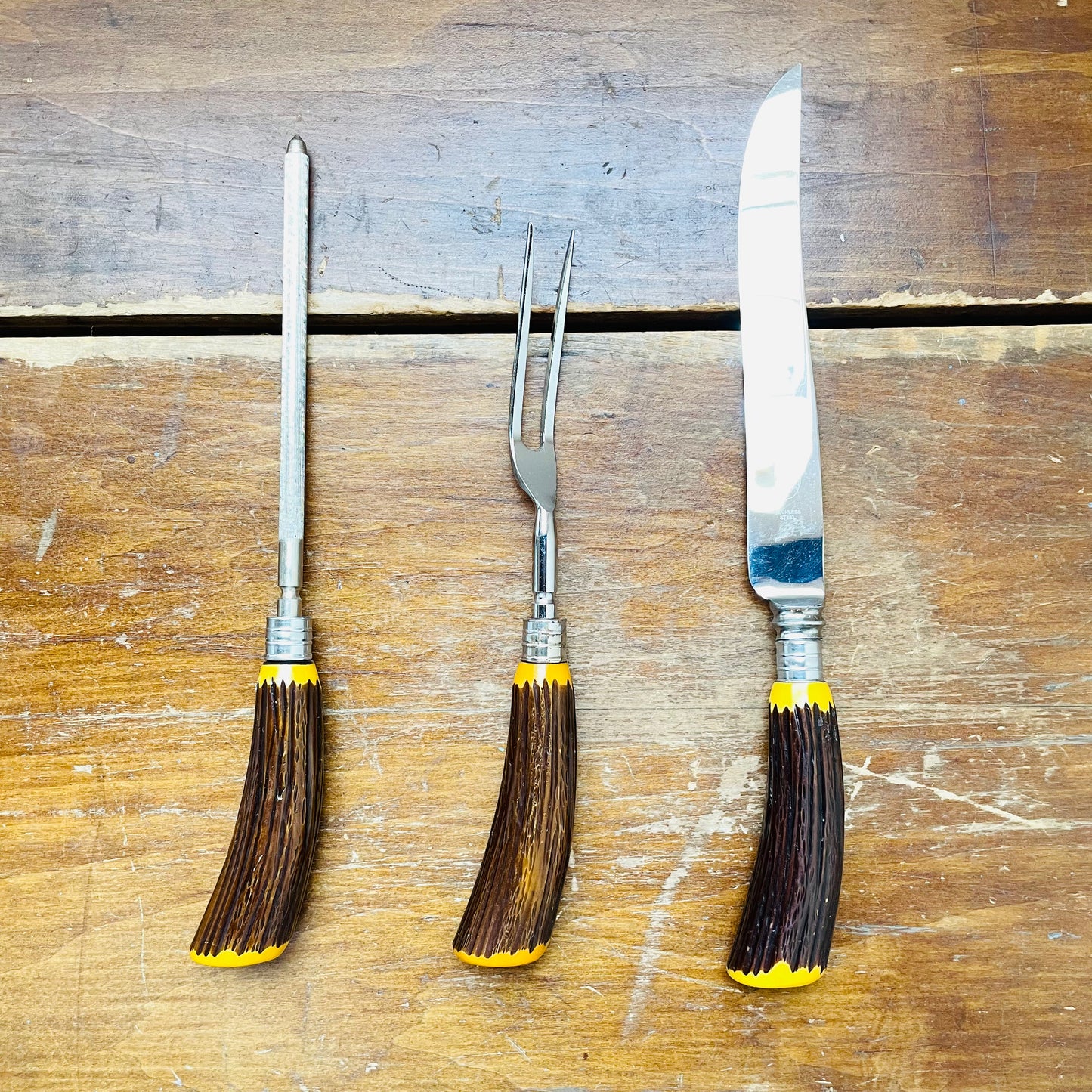 Sheffield Deer Antler Handle Carving Set- Vintage