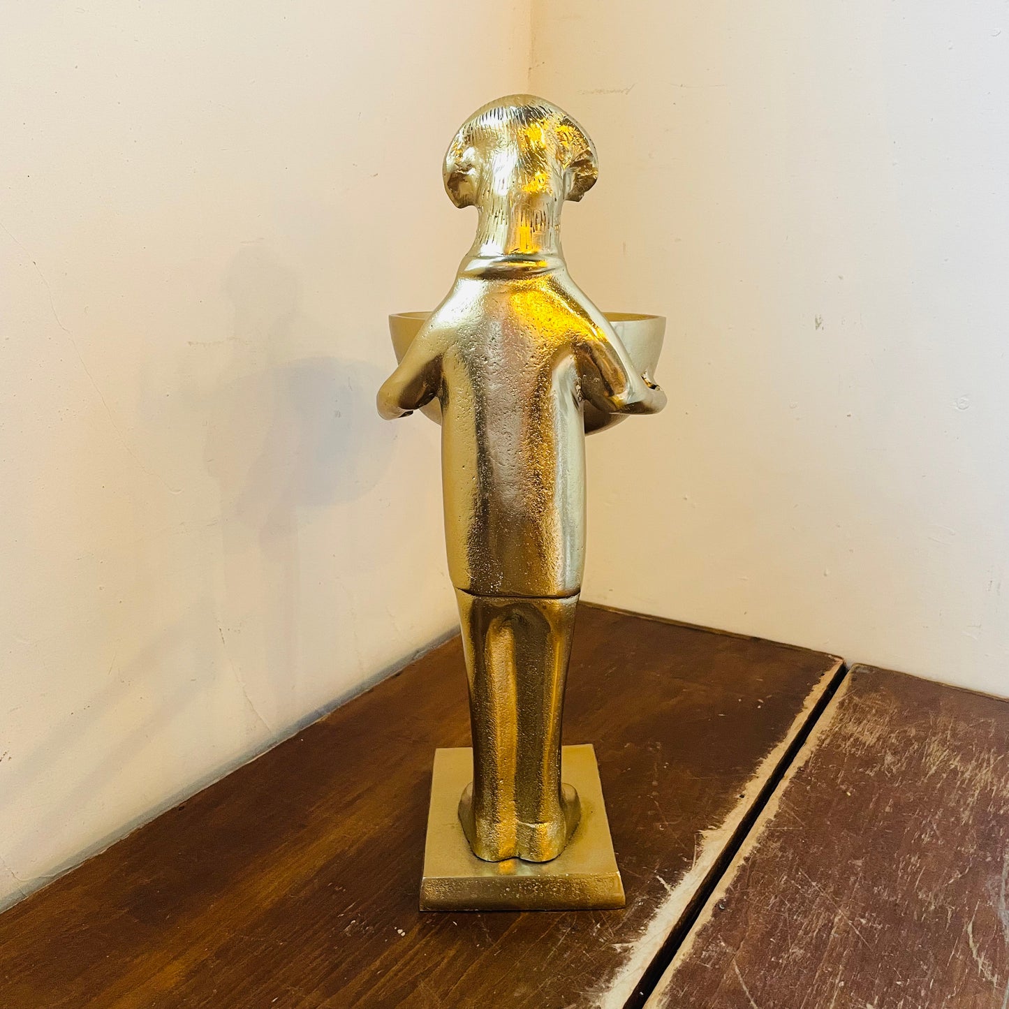 Golden Standing Labrador in Suit Holding a Bowl