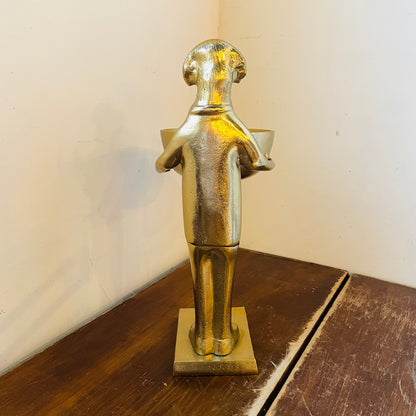 Golden Standing Labrador in Suit Holding a Bowl
