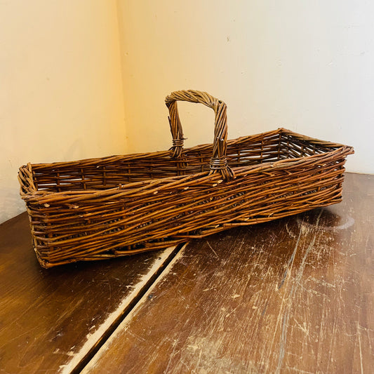 Hand-Woven Reed Basket with Handle