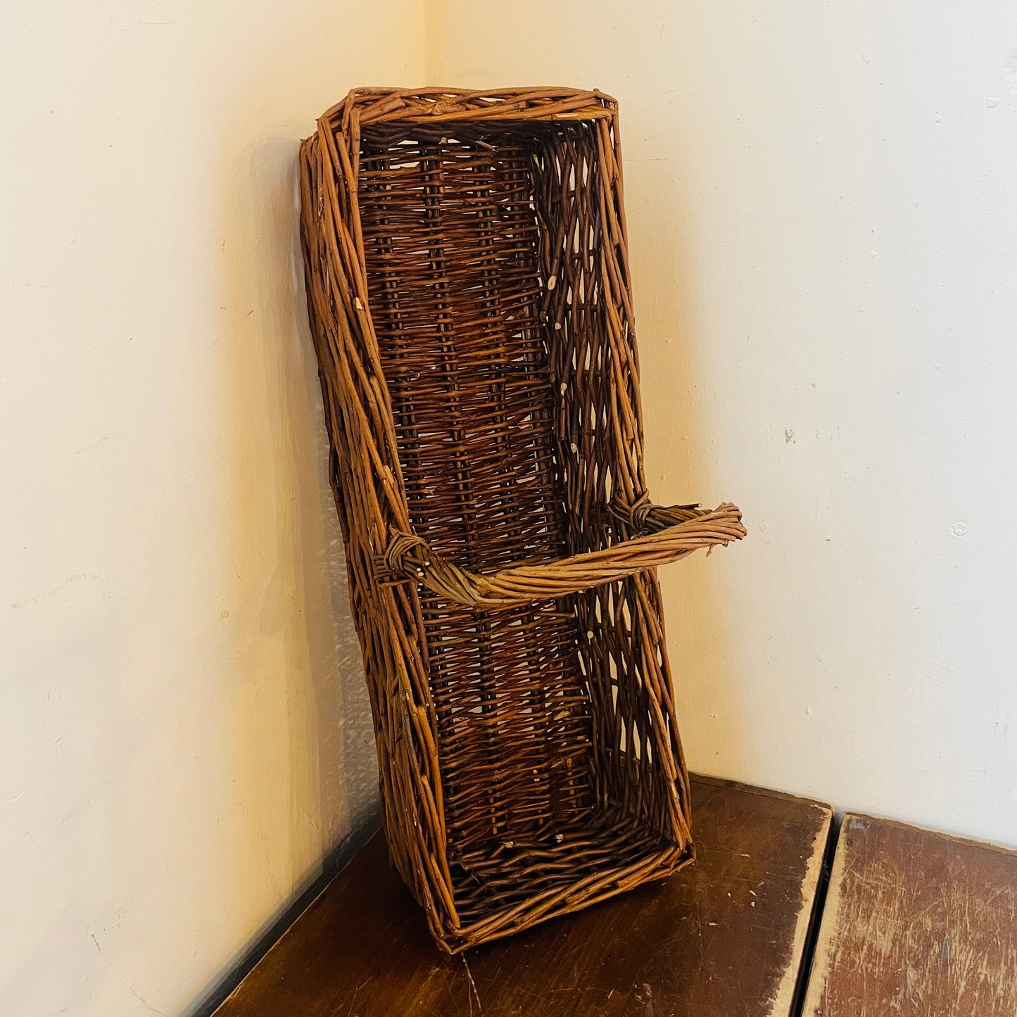 Hand-Woven Reed Basket with Handle