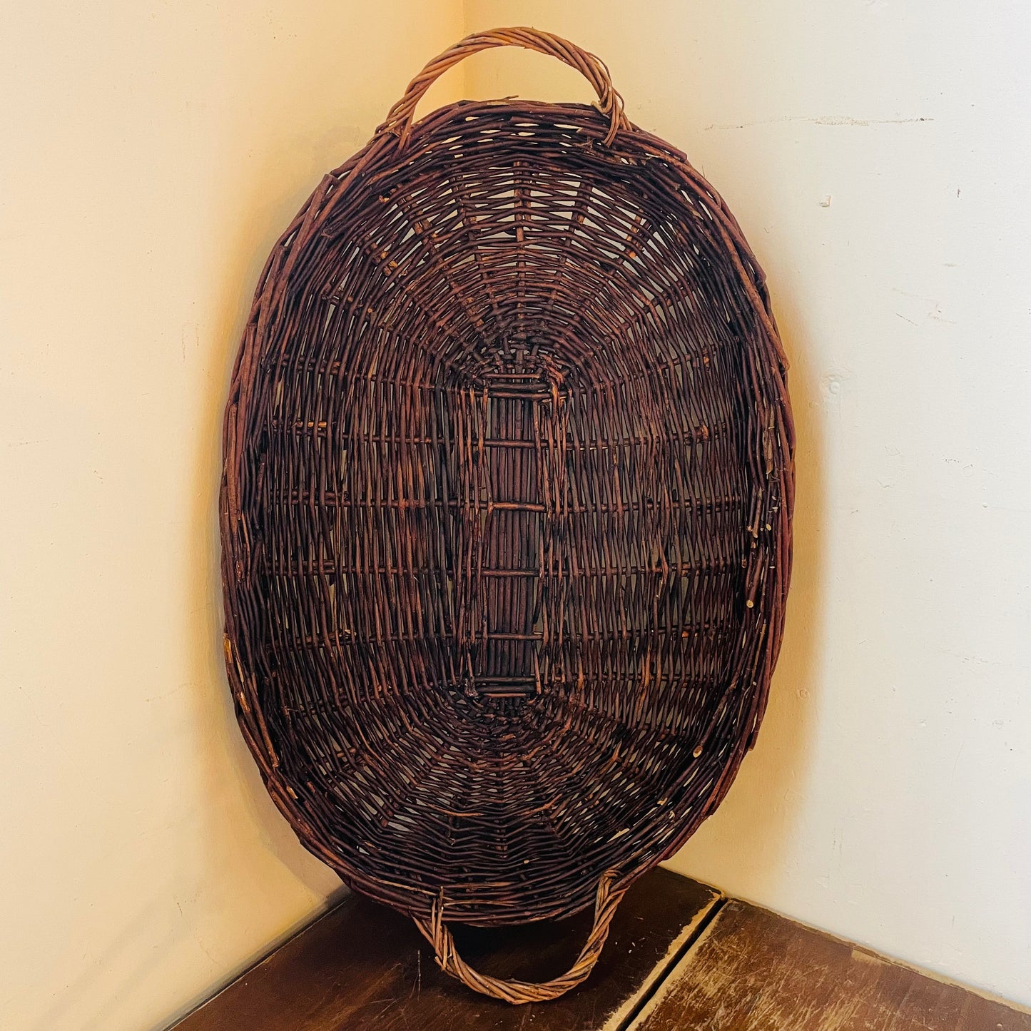 Cozy Hand-Woven Dark Wicker Tray