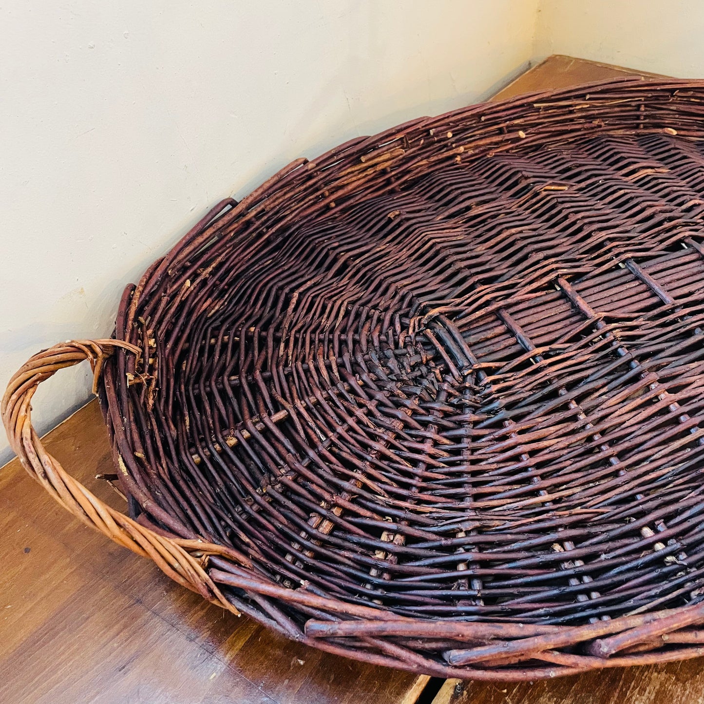 Cozy Hand-Woven Dark Wicker Tray