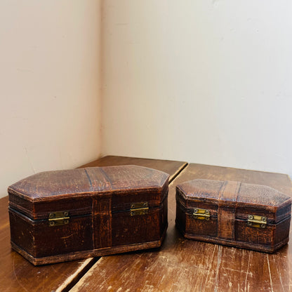 Alligator Leather Bound Storage Box Set- Vintage