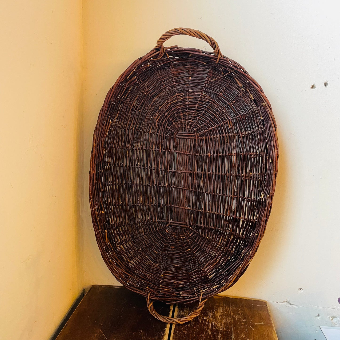 Cozy Hand-Woven Dark Wicker Tray