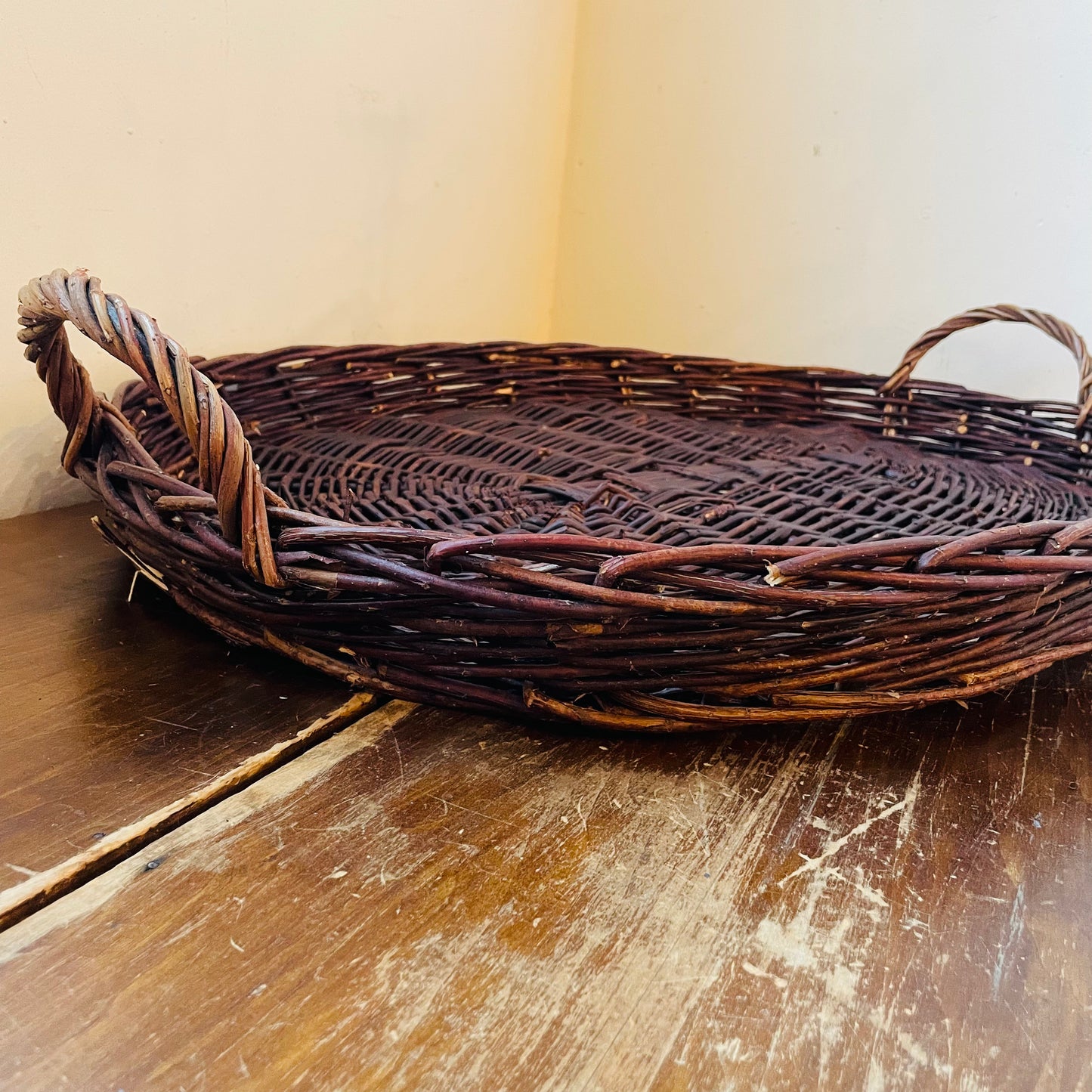 Cozy Hand-Woven Dark Wicker Tray