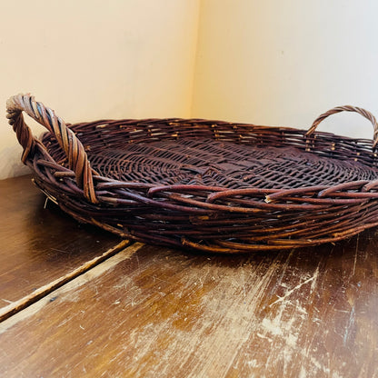 Cozy Hand-Woven Dark Wicker Tray