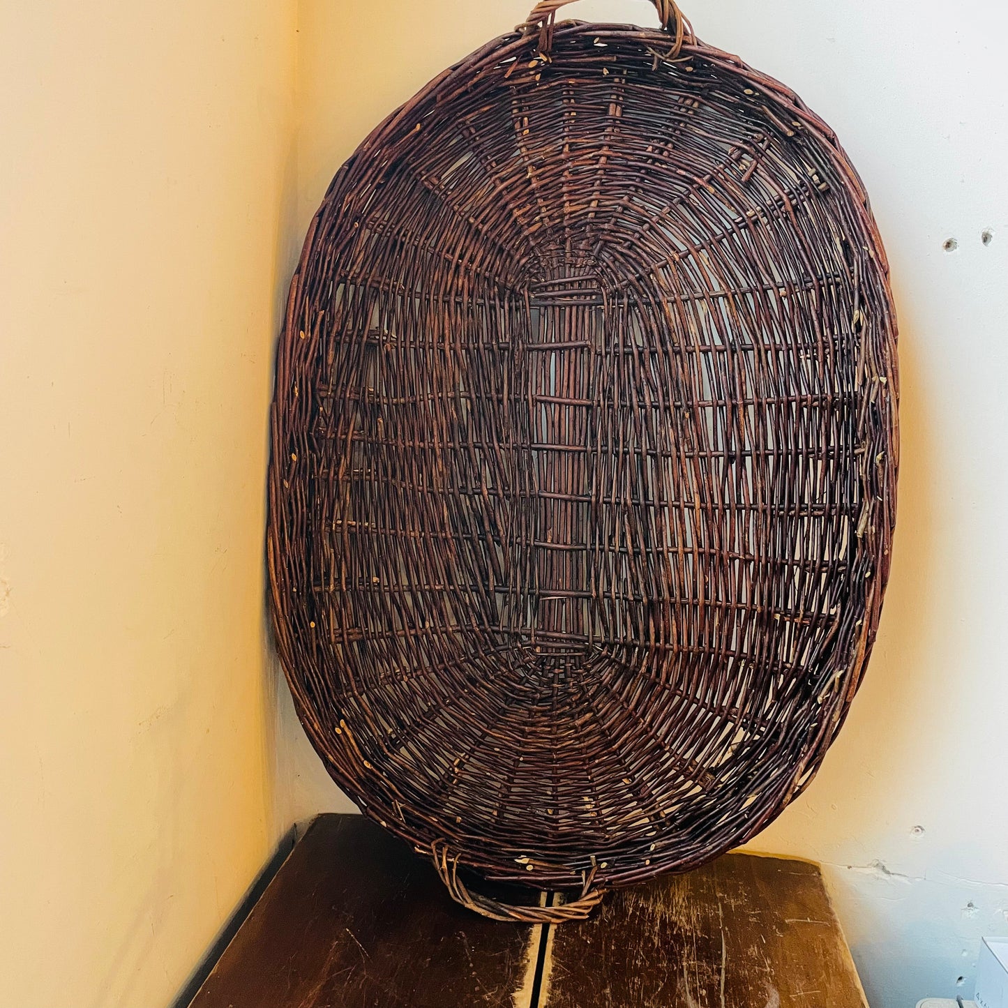 Cozy Hand-Woven Dark Wicker Tray