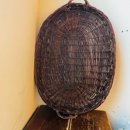 Cozy Hand-Woven Dark Wicker Tray