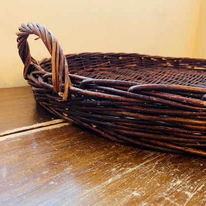 Cozy Hand-Woven Dark Wicker Tray