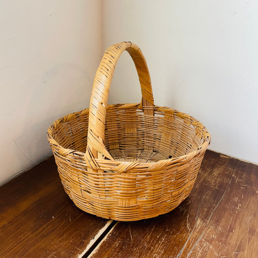 Large Round Woven Basket- Vintage