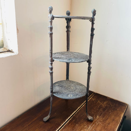 Iron Cherub Three Tiered Side Table- Vintage