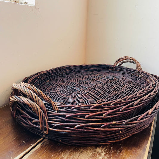 Cozy Hand-Woven Dark Wicker Tray