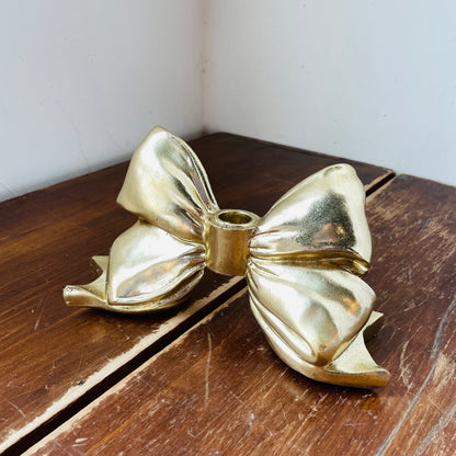 Large Gold Bow Taper Candleholder