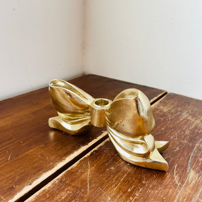Large Gold Bow Taper Candleholder