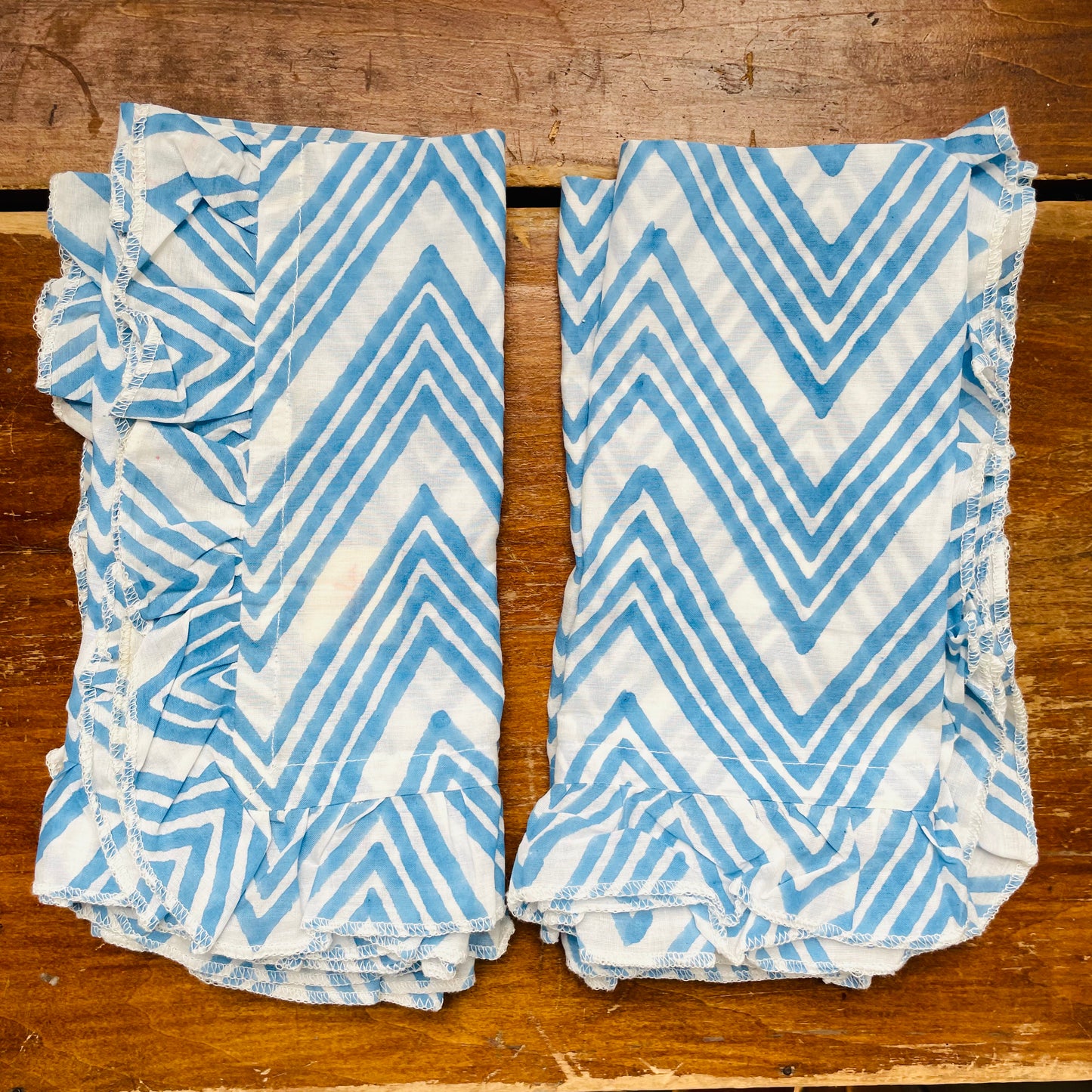 Blue ZigZag Ruffled Napkins- Set of 4