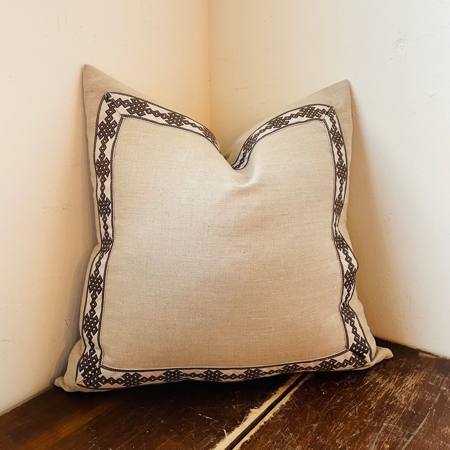 Amalfi Natural with Charcoal Trim Knife Edge Pillow