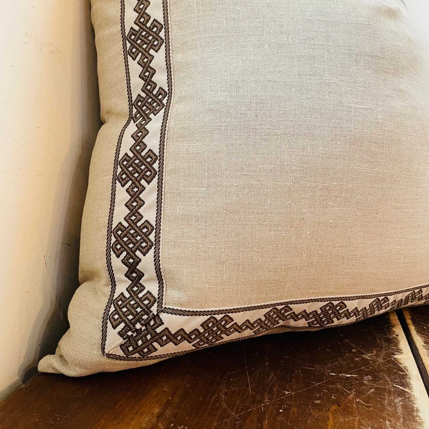 Amalfi Natural with Charcoal Trim Knife Edge Pillow