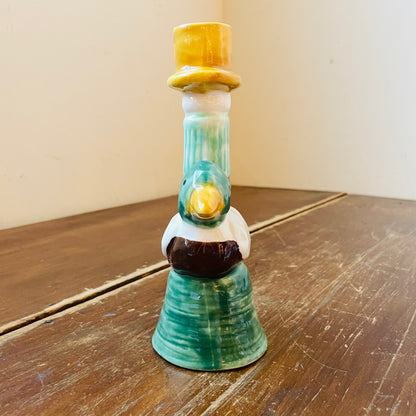 Hand-Painted Stoneware Taper Holder with Duck