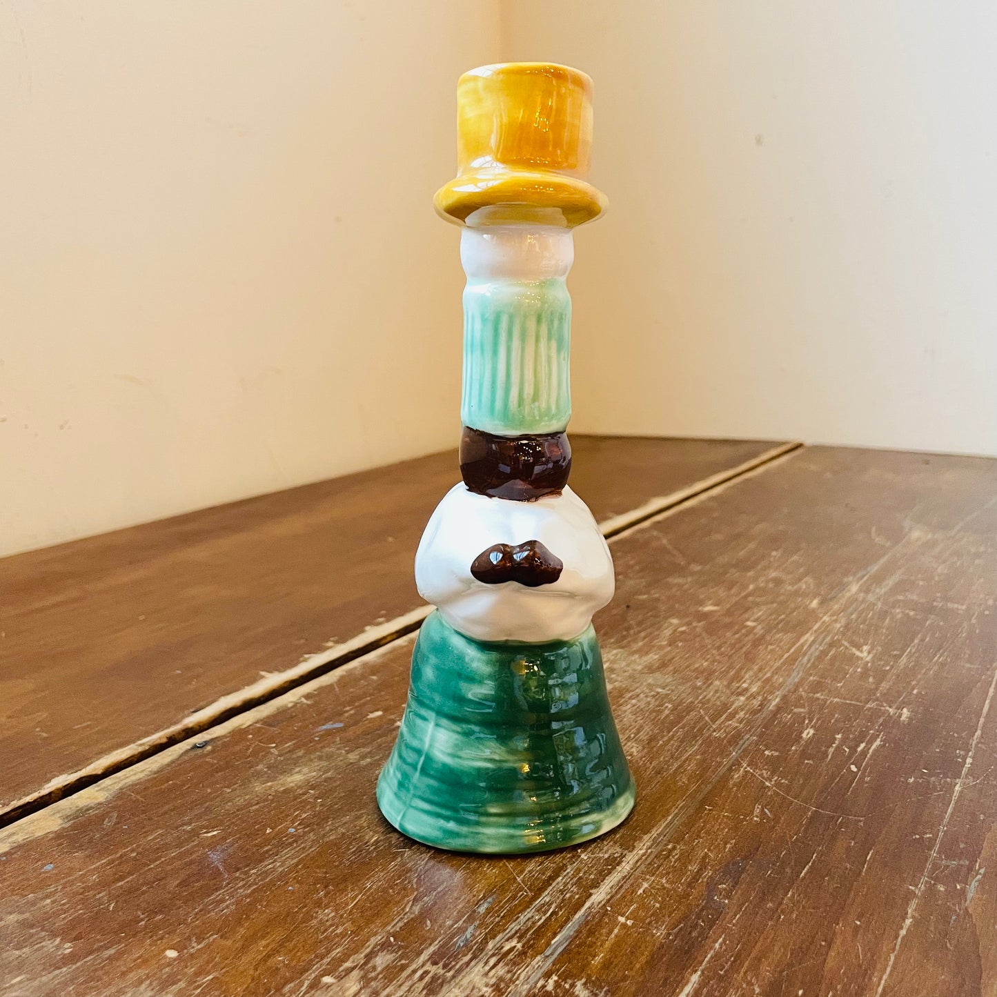 Hand-Painted Stoneware Taper Holder with Duck