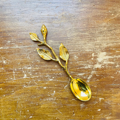 Brass Leaf & Bud Tea Spoon