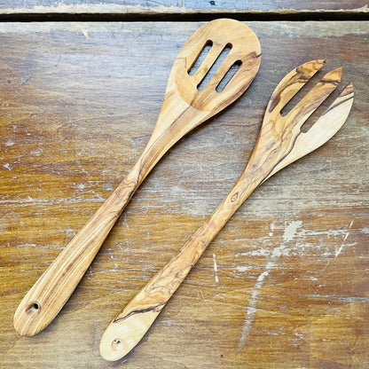 Olive Wood Salad Serving Set