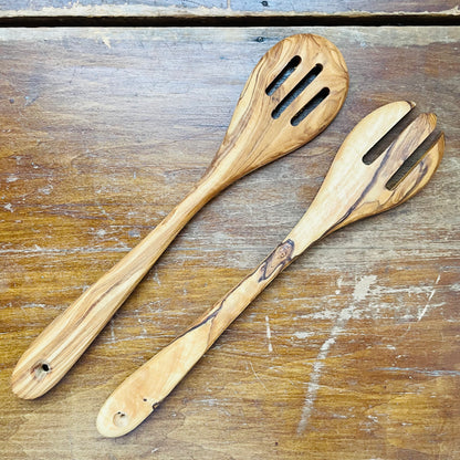 Olive Wood Salad Serving Set