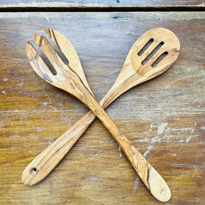 Olive Wood Salad Serving Set