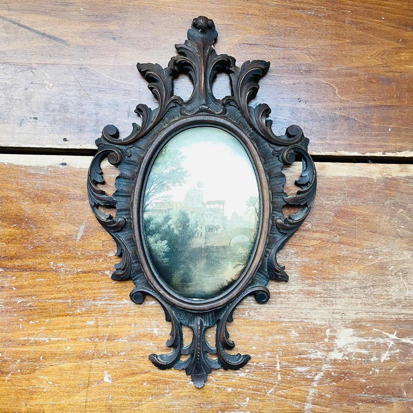 Fabric Print in Ornate Frame-Vintage