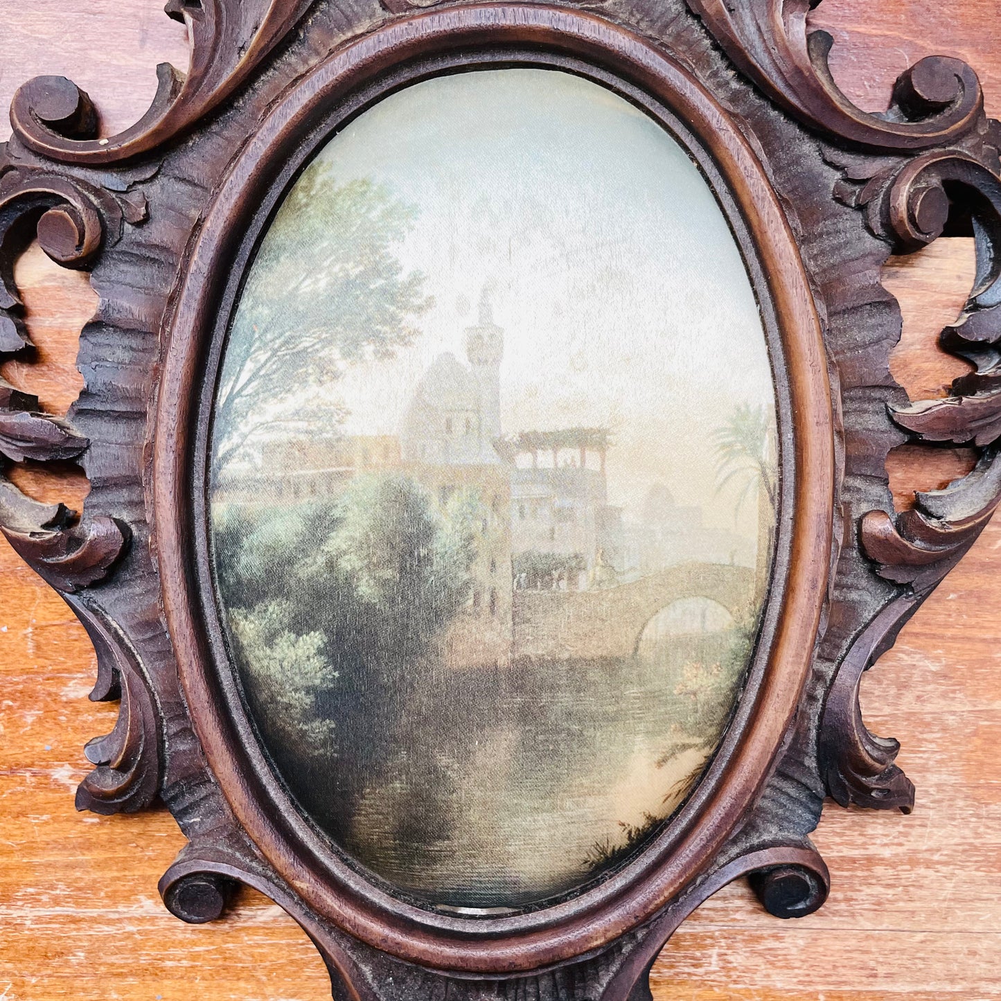 Fabric Print in Ornate Frame-Vintage
