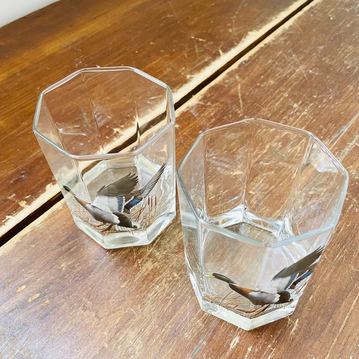 David Maas Mallard Low Ball Glasses, Set of 2-Vintage