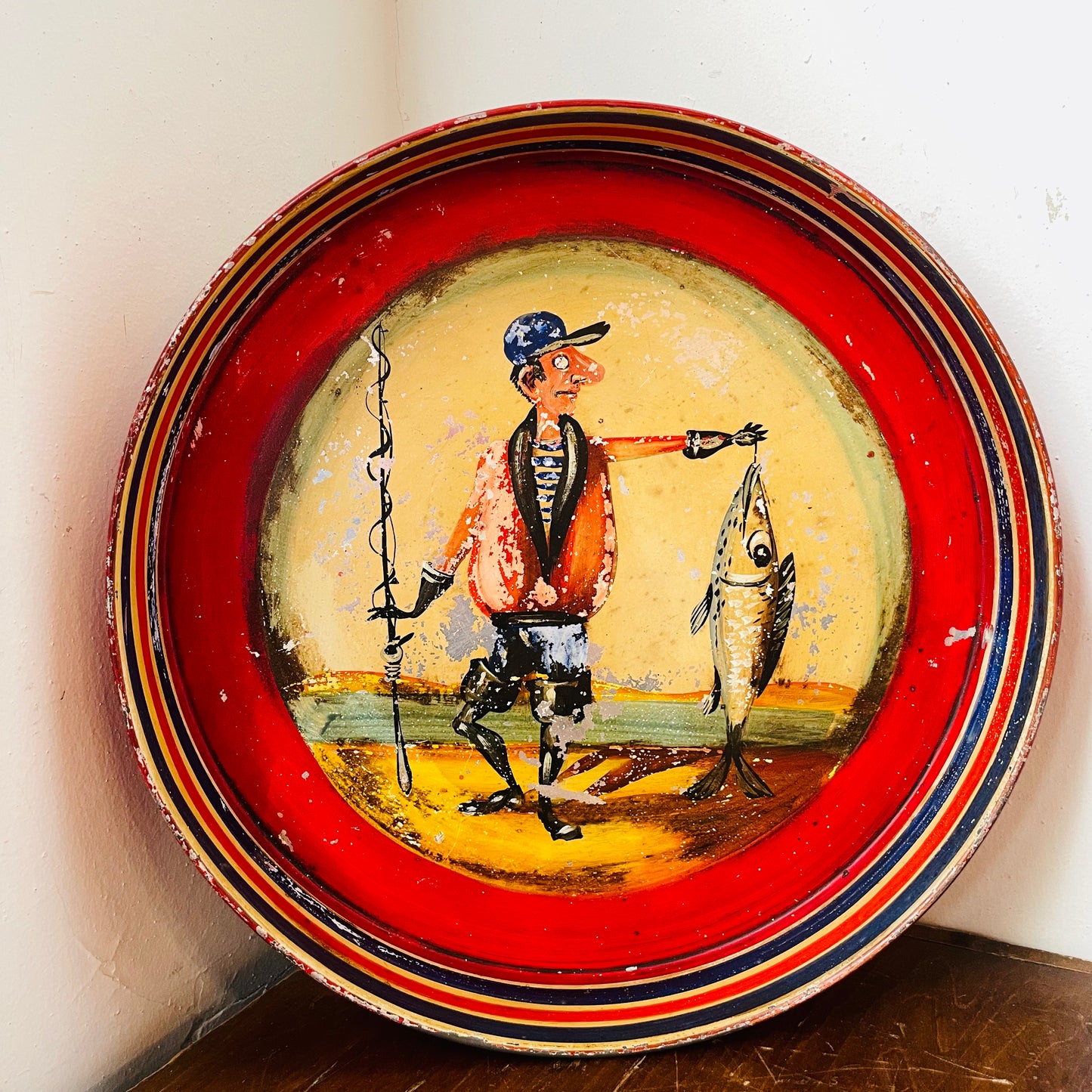 Fisherman Metal Tray-Vintage