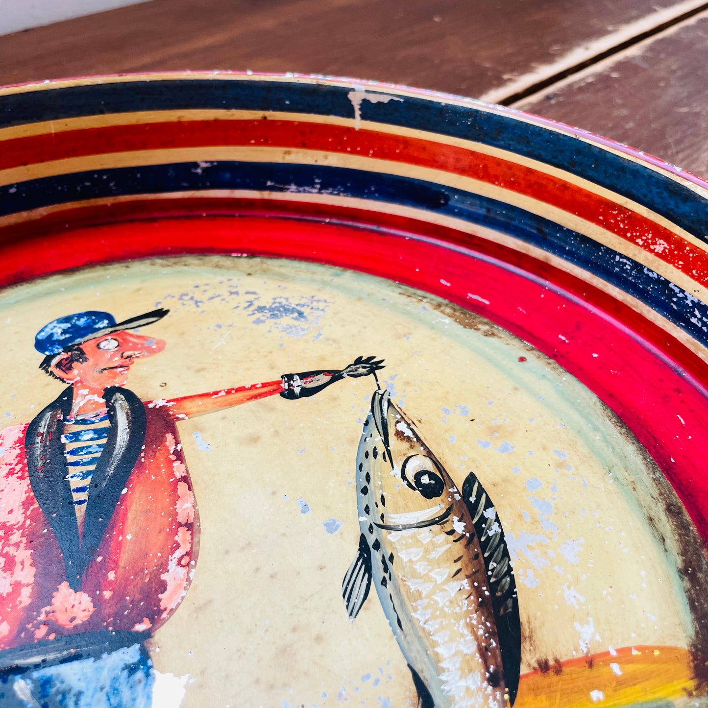 Fisherman Metal Tray-Vintage