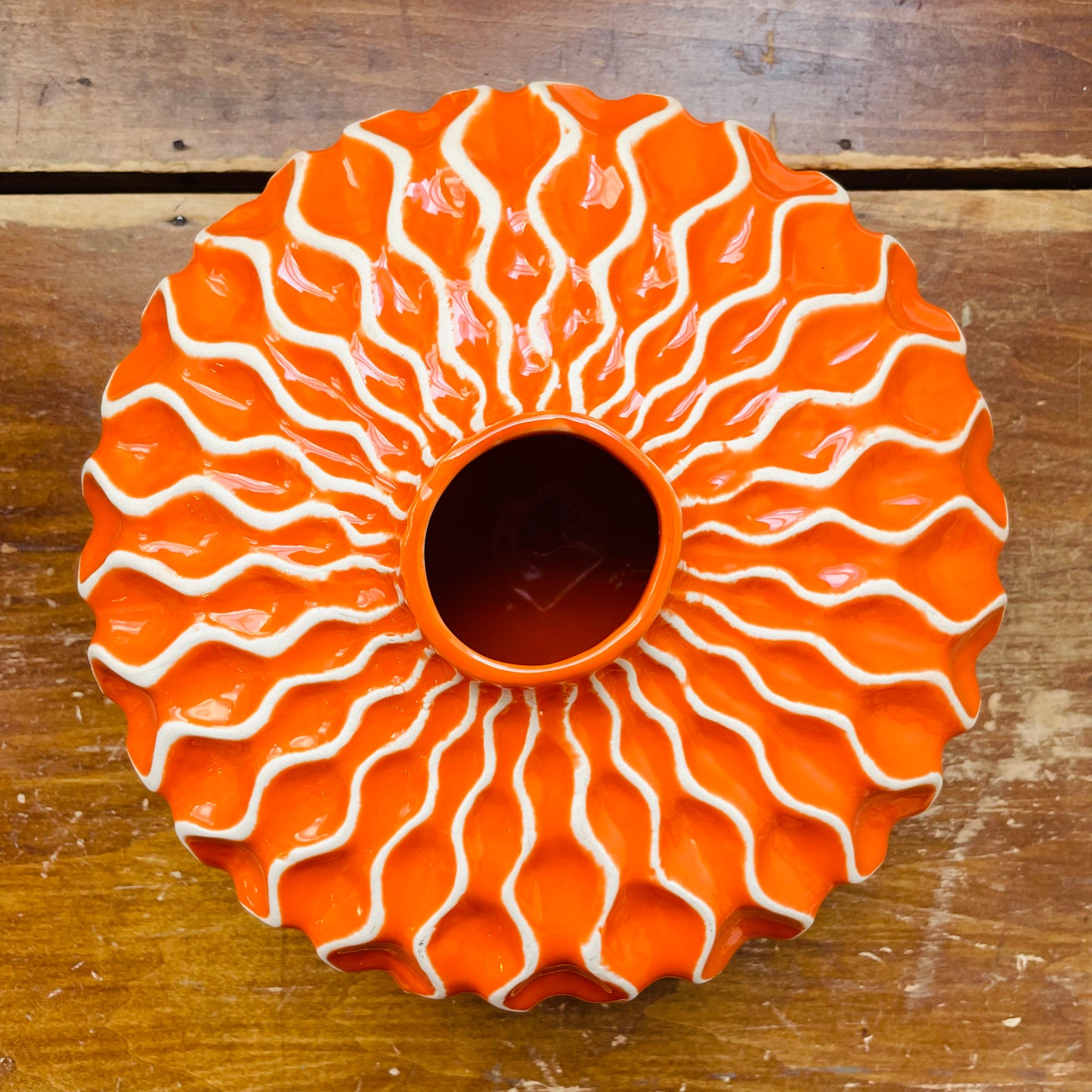 Orange and White Contemporary Vase-Vintage