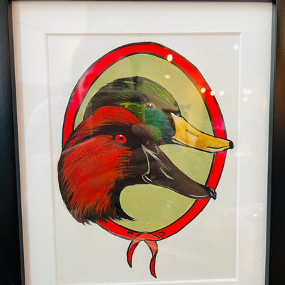 Mallard Drake and Canvasback Duck Painting-Vintage