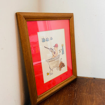 Hunter in Bathtub Framed Print-Vintage