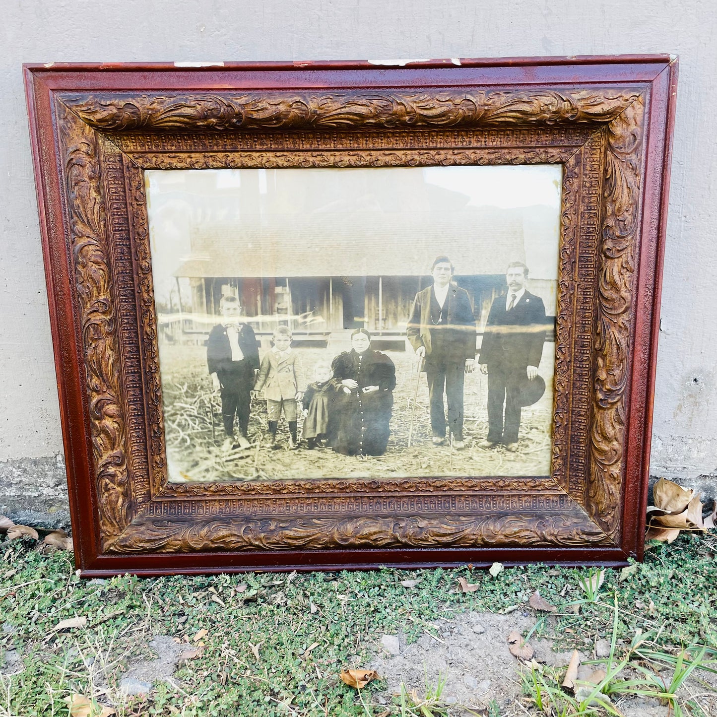 Antique Family Portrait in Frame-Vintage