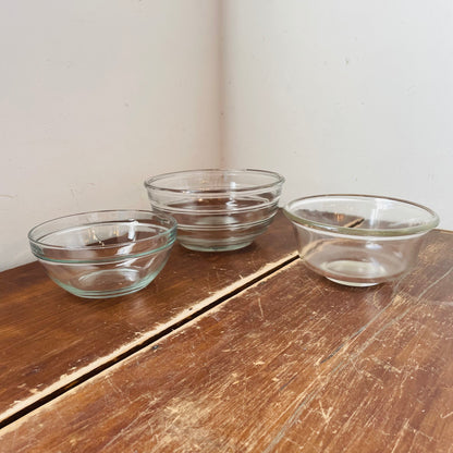 Clear Glass Mixing Bowls, Set of 3-Vintage