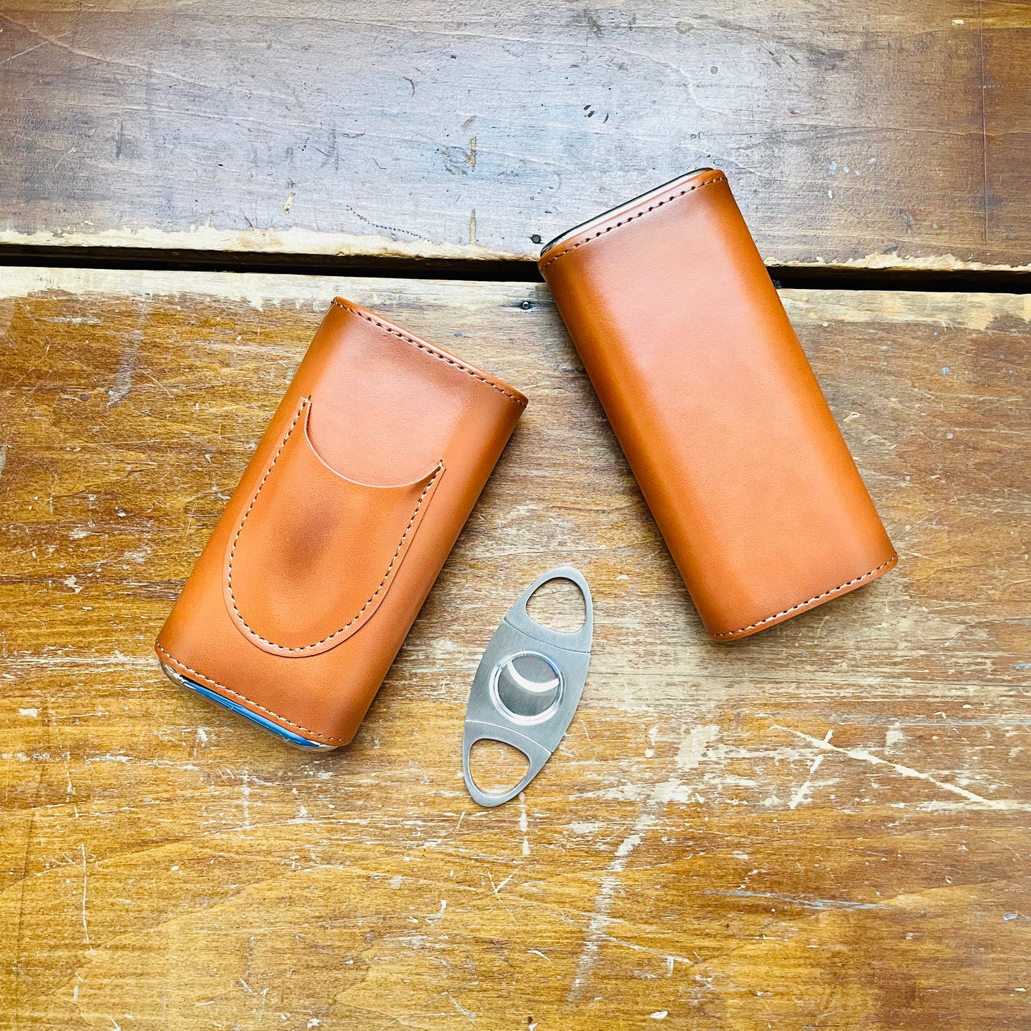 Ashton 3-Cigar Leather Case with Cutter