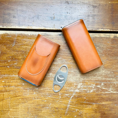 Ashton 3-Cigar Leather Case with Cutter