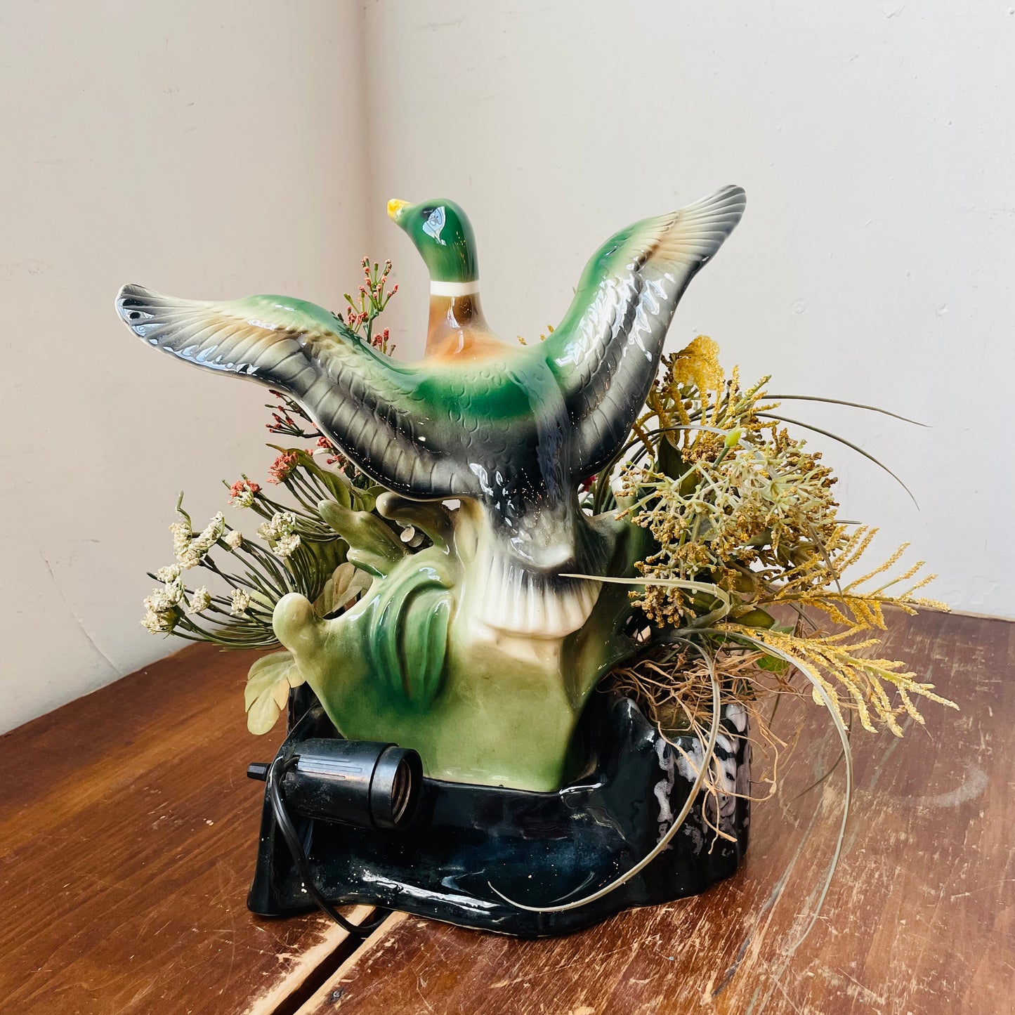 Ceramic Duck Planter Lamp-Vintage