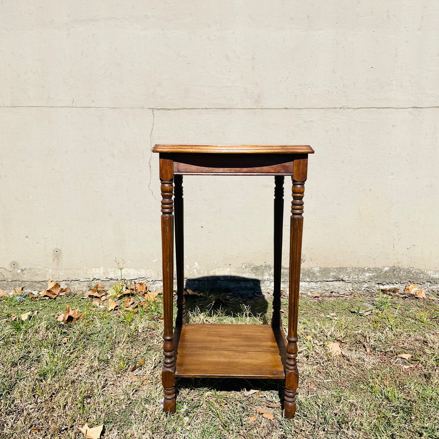 Two-Tiered Wooden Side Table-Vintage