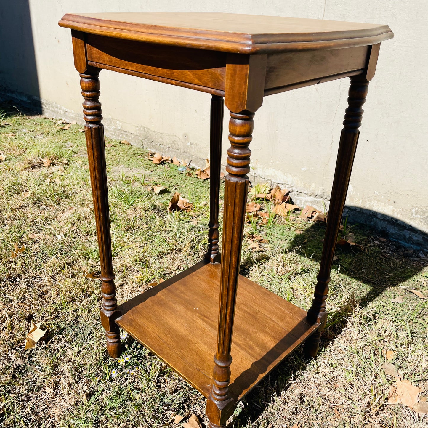 Two-Tiered Wooden Side Table-Vintage