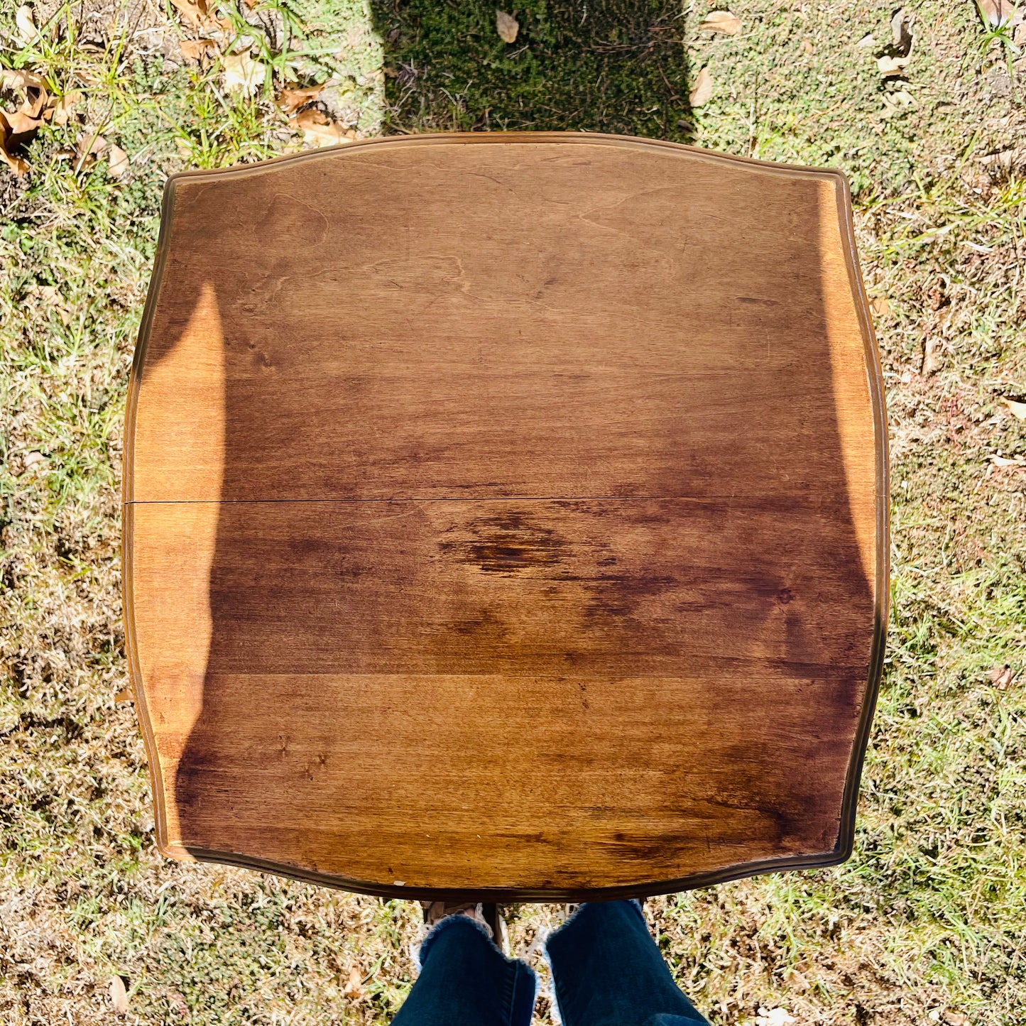 Two-Tiered Wooden Side Table-Vintage