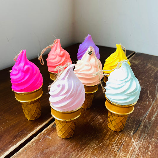 Colorful Soft Serve Ice Cream Cone Ornament