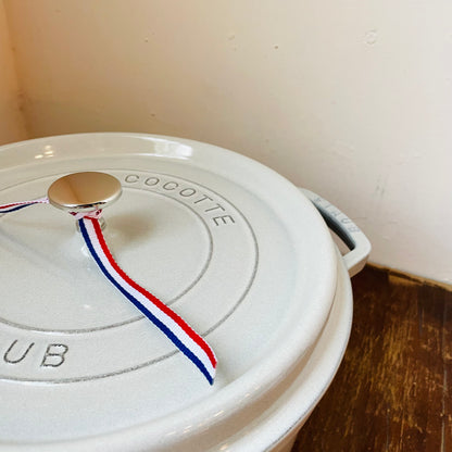 STAUB Cast Iron 7-qt Round Dutch Cocotte: White Truffle