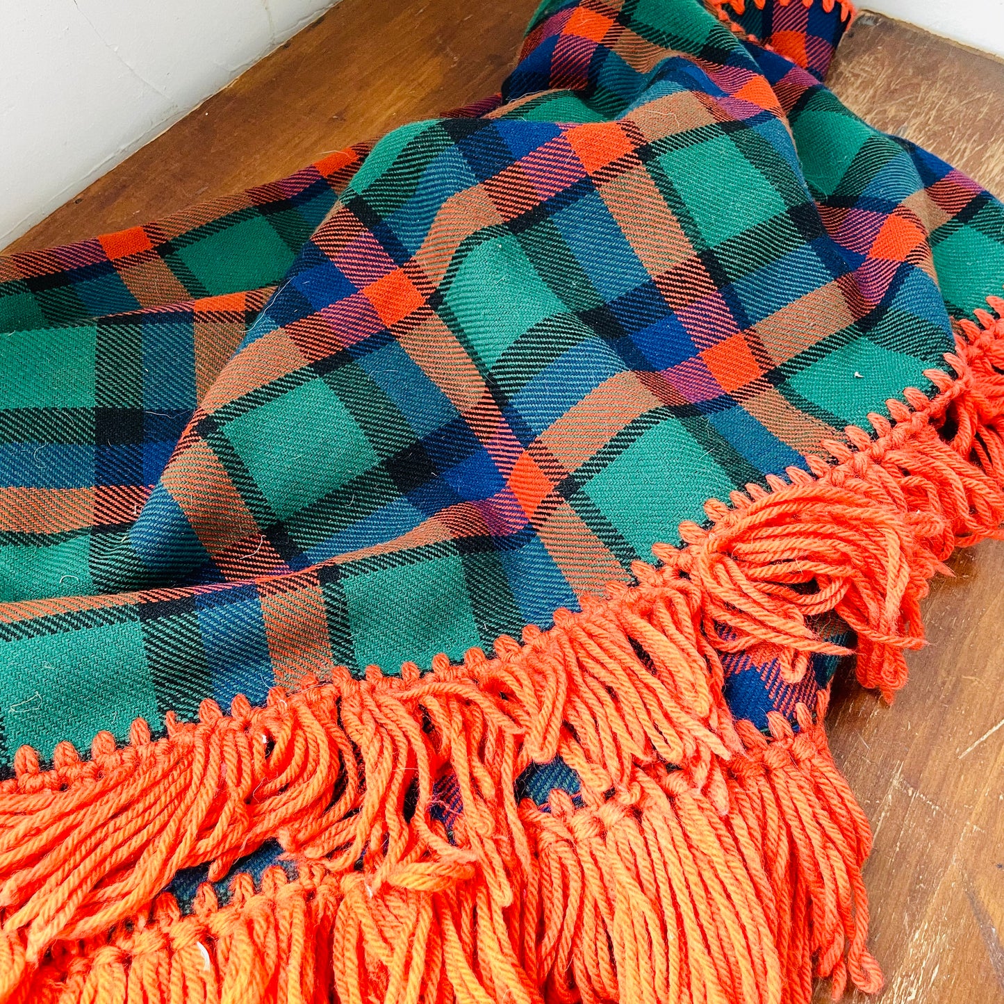 Orange Blue & Green Throw- Vintage