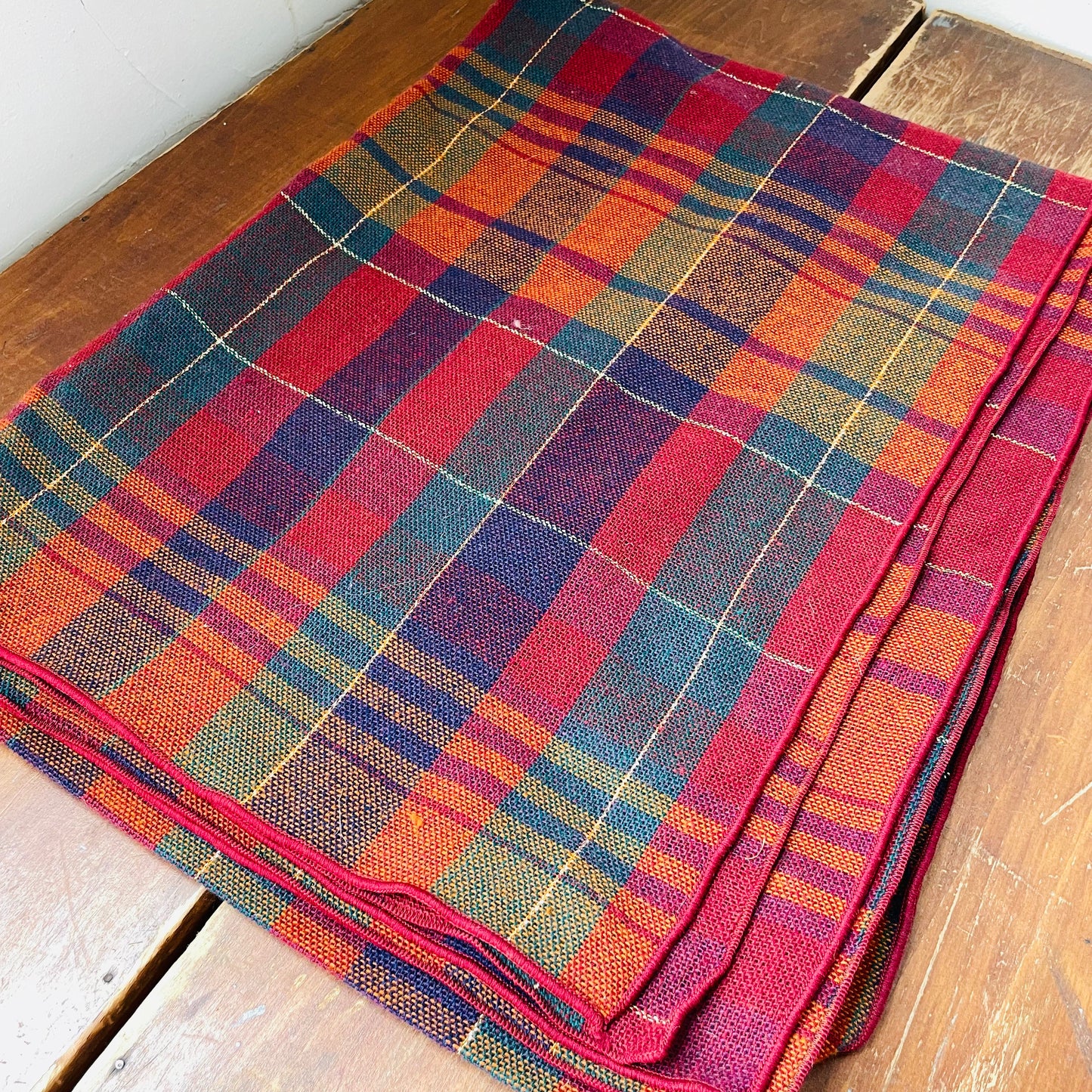 Dark Autumn Plaid Table Cloth- Vintage